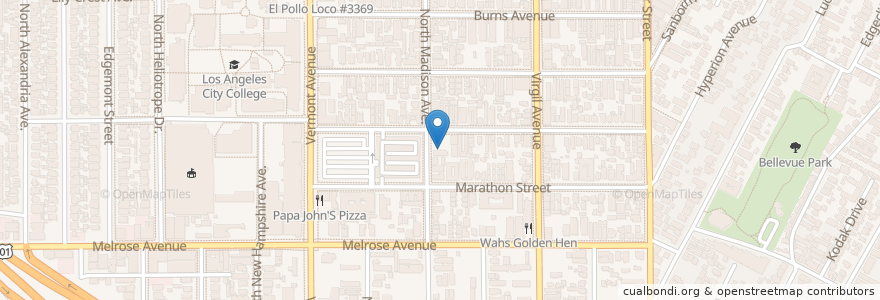 Mapa de ubicacion de Monroe Street Christian Church en Amerika Birleşik Devletleri, Kaliforniya, Los Angeles County, Los Angeles.