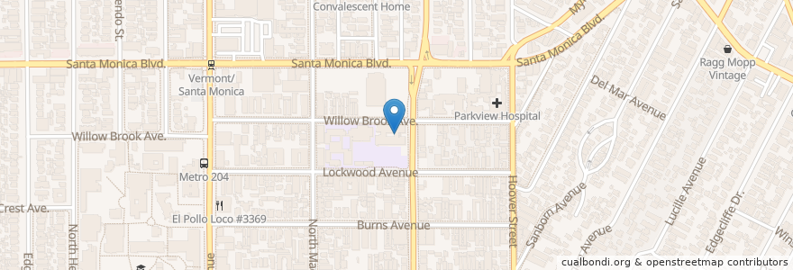 Mapa de ubicacion de Virgil Skilled Nursing Center en アメリカ合衆国, カリフォルニア州, Los Angeles County, ロサンゼルス.