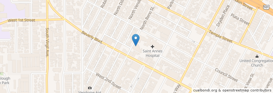 Mapa de ubicacion de Salem Baptist Church en United States, California, Los Angeles County, Los Angeles.