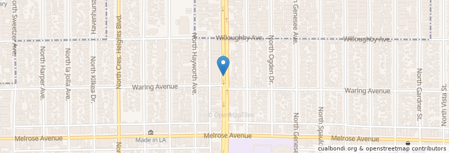 Mapa de ubicacion de Beth Eluzer Kahal Jtzchok Synagogue en Vereinigte Staaten Von Amerika, Kalifornien, Los Angeles County, Los Angeles, West Hollywood.