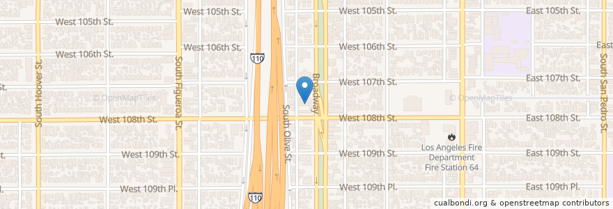 Mapa de ubicacion de Greater Love Baptist Church en 미국, 캘리포니아주, Los Angeles County, 로스앤젤레스.