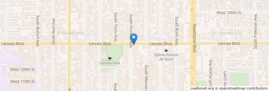 Mapa de ubicacion de Lennox United Methodist Church en Estados Unidos Da América, Califórnia, Los Angeles County.