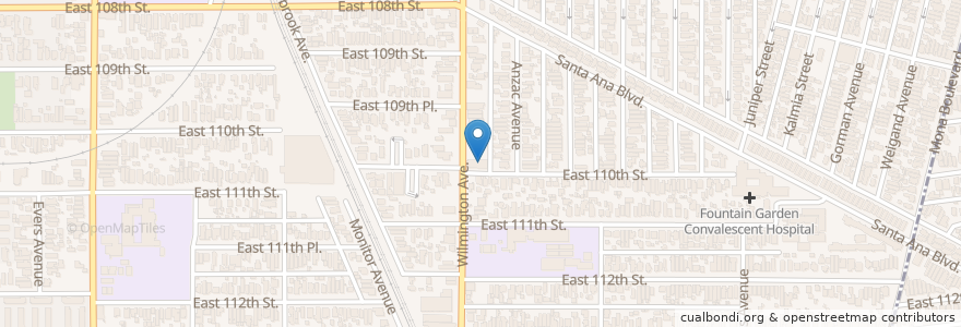 Mapa de ubicacion de Church of Christ en Stati Uniti D'America, California, Los Angeles County, Los Angeles.