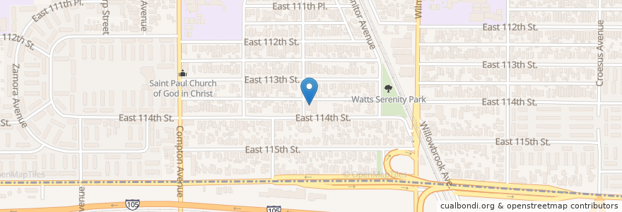 Mapa de ubicacion de Macedonia Baptist Church en United States, California, Los Angeles County, Los Angeles.