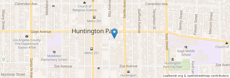 Mapa de ubicacion de First United Methodist Church of Huntington Park en Verenigde Staten, Californië, Los Angeles County, Huntington Park.