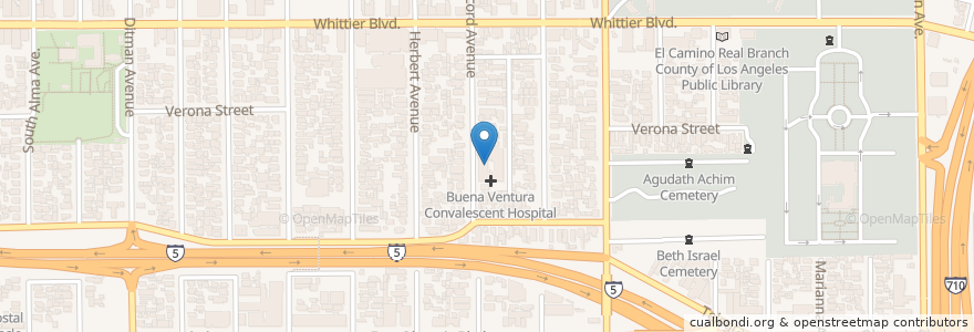 Mapa de ubicacion de Buena Ventura Post Acute Care Center en United States, California, Los Angeles County.