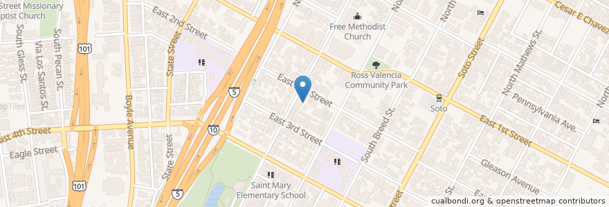 Mapa de ubicacion de Calvary Baptist Church en 美利坚合众国/美利堅合眾國, 加利福尼亚州/加利福尼亞州, 洛杉矶县, 洛杉矶.