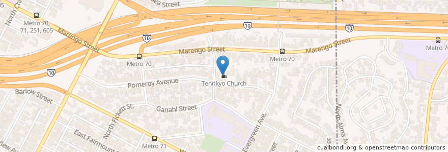 Mapa de ubicacion de Tenrikyo Church en United States, California, Los Angeles County, Los Angeles.