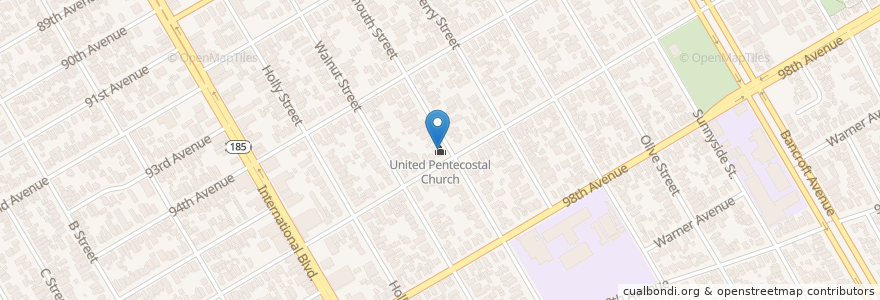 Mapa de ubicacion de United Pentecostal Church en Amerika Birleşik Devletleri, Kaliforniya, Alameda İlçesi, Oakland.