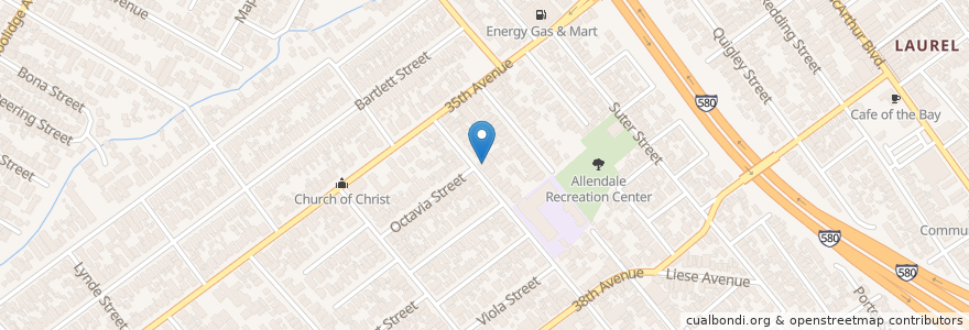 Mapa de ubicacion de Victory Temple Full Gospel Church en Estados Unidos De América, California, Condado De Alameda, Oakland.