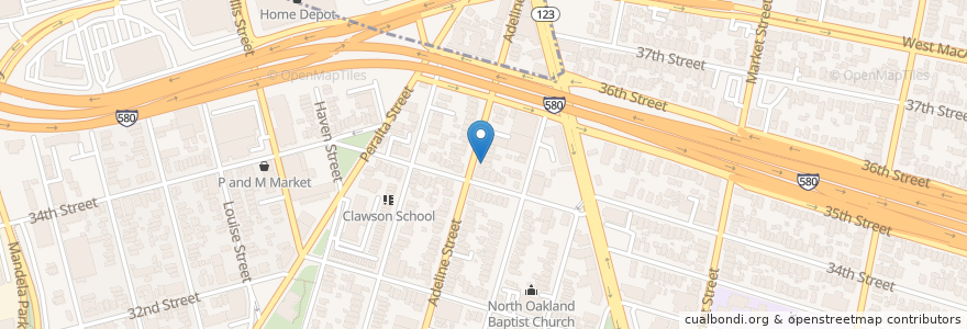 Mapa de ubicacion de Morning Star Missionary Baptist Church en Соединённые Штаты Америки, Калифорния, Аламида, Окленд.