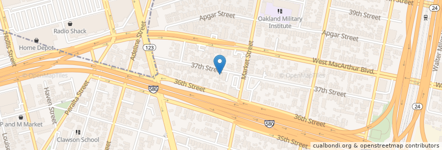 Mapa de ubicacion de Thirtyseventh Street Baptist Church en Amerika Birleşik Devletleri, Kaliforniya, Alameda İlçesi, Oakland.