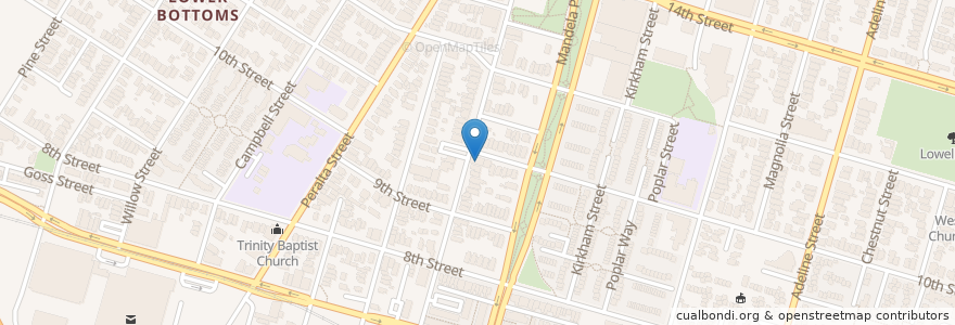 Mapa de ubicacion de Center Street Baptist Church en 미국, 캘리포니아주, 앨러미다 군, 오클랜드.