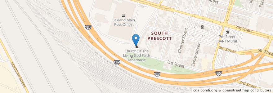 Mapa de ubicacion de Church Of The Living God Faith Tabernacle en Amerika Syarikat, California, Alameda County, Oakland.