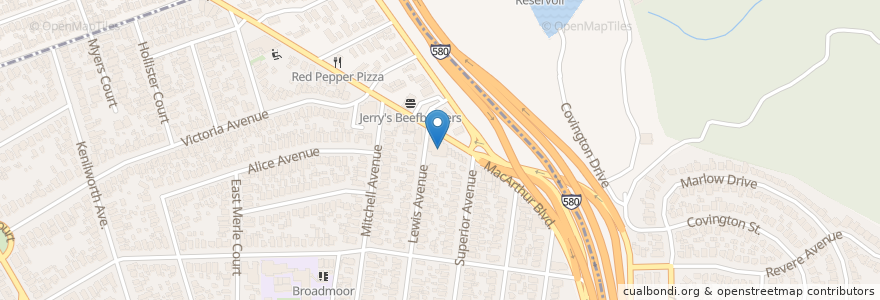 Mapa de ubicacion de Church of Christ en ایالات متحده آمریکا, کالیفرنیا, شهرستان آلامدا، کالیفرنیا, San Leandro.