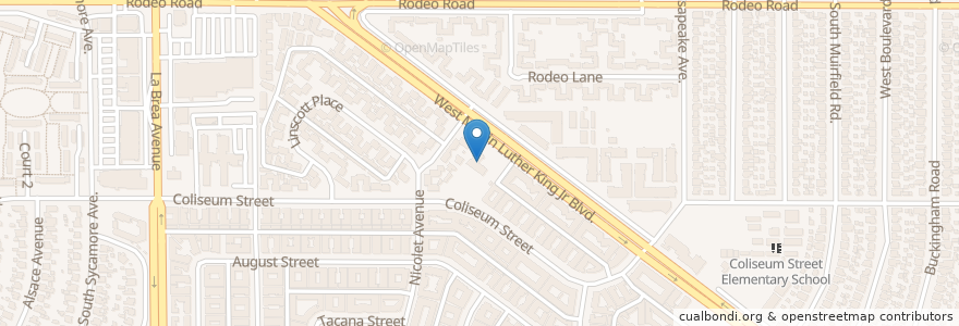 Mapa de ubicacion de Baldwin Hills Baptist Church en United States, California, Los Angeles County, Los Angeles.