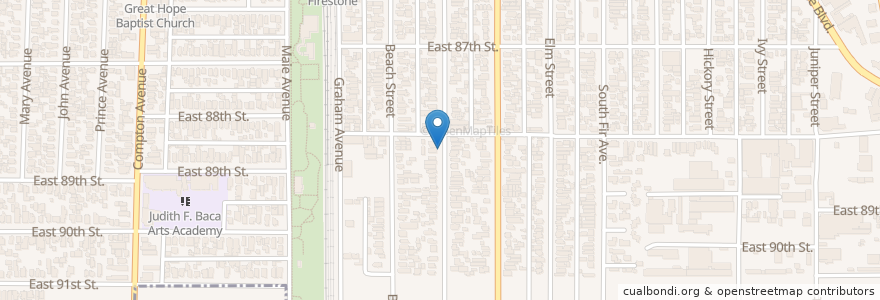 Mapa de ubicacion de Shiloh Baptist Mission Church en Amerika Syarikat, California, Los Angeles County.