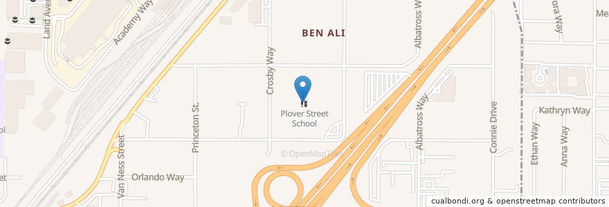 Mapa de ubicacion de Plover Street School en Estados Unidos De América, California, Sacramento County, Sacramento.