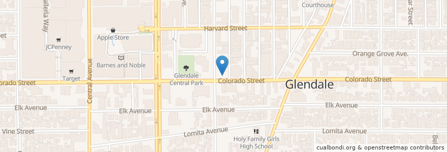 Mapa de ubicacion de Central Christian Church en Estados Unidos De América, California, Los Angeles County, Glendale.