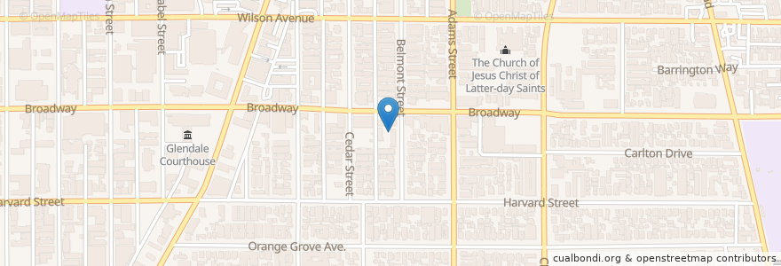 Mapa de ubicacion de Los Angeles College of Chiropractic en 美利坚合众国/美利堅合眾國, 加利福尼亚州/加利福尼亞州, 洛杉矶县, Glendale.