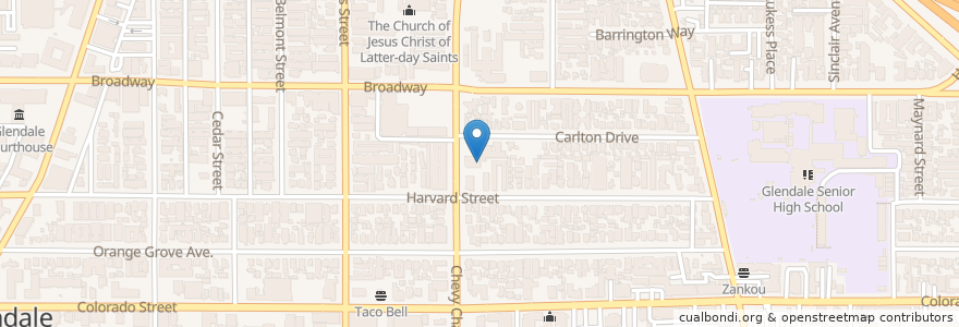 Mapa de ubicacion de Glendale Missionary Baptist Church en الولايات المتّحدة الأمريكيّة, كاليفورنيا, مقاطعة لوس أنجلس, Glendale.