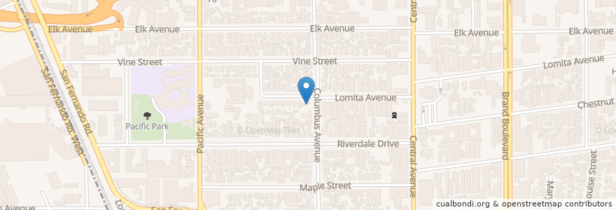 Mapa de ubicacion de Kingdom Hall of Jehovahs Witnesses en United States, California, Los Angeles County, Glendale.