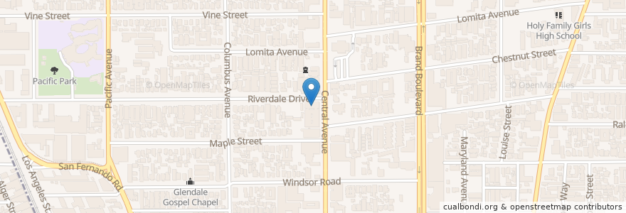 Mapa de ubicacion de Glenridge Center en Estados Unidos Da América, Califórnia, Los Angeles County, Glendale.