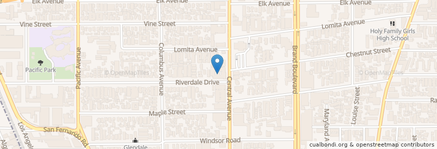 Mapa de ubicacion de Chandler Convalescent Hospital en Amerika Syarikat, California, Los Angeles County, Glendale.