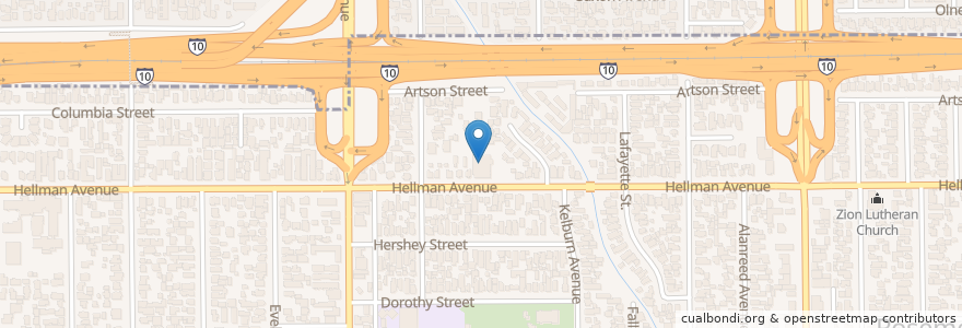 Mapa de ubicacion de Open Bible Church en 美利坚合众国/美利堅合眾國, 加利福尼亚州/加利福尼亞州, 洛杉矶县.