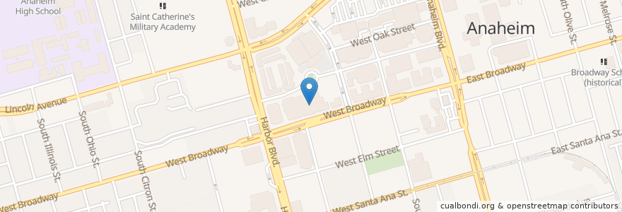 Mapa de ubicacion de Church of Christ en United States, California, Orange County, Anaheim.