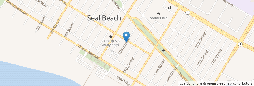Mapa de ubicacion de First United Methodist Church en アメリカ合衆国, カリフォルニア州, Orange County, Seal Beach.