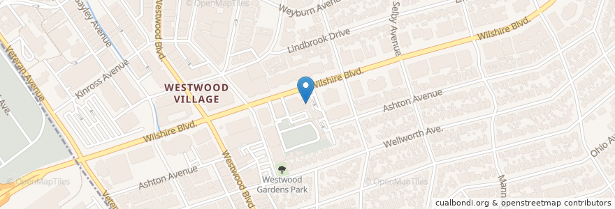 Mapa de ubicacion de Westwood Presbyterian Church en アメリカ合衆国, カリフォルニア州, Los Angeles County, ロサンゼルス.