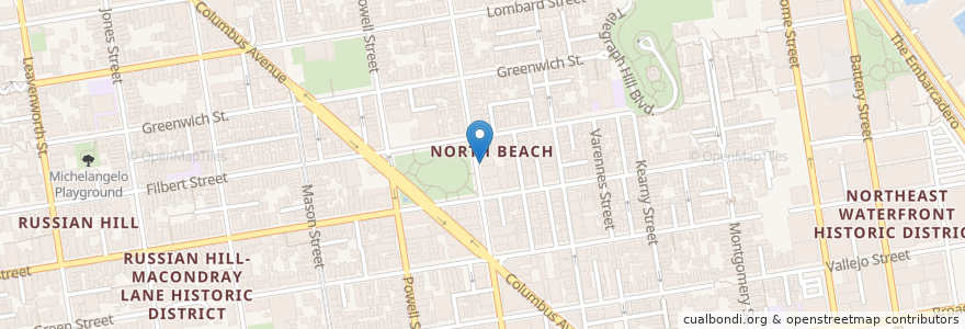 Mapa de ubicacion de North Beach en Amerika Syarikat, California, San Francisco, San Francisco.