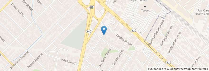 Mapa de ubicacion de Mount Zion Baptist Church en United States, California, San Mateo County, Redwood City.