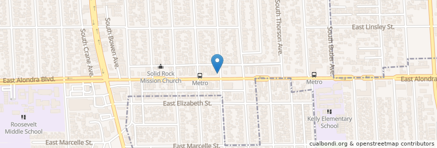 Mapa de ubicacion de New Brighter Day Baptist Church en ایالات متحده آمریکا, کالیفرنیا, Los Angeles County, کامپتن.