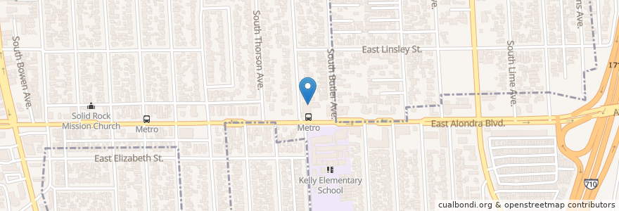 Mapa de ubicacion de Church of Christ en Estados Unidos Da América, Califórnia, Los Angeles County, Compton.