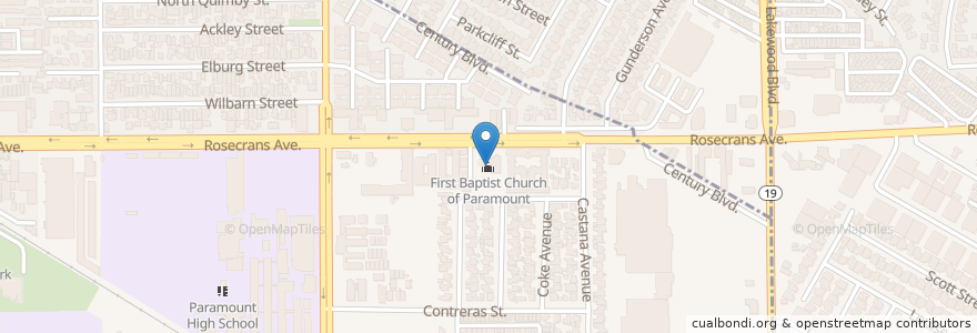 Mapa de ubicacion de First Baptist Church of Paramount en United States, California, Los Angeles County, Paramount.