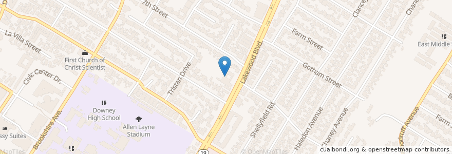 Mapa de ubicacion de Temple Ner Tamid en Vereinigte Staaten Von Amerika, Kalifornien, Los Angeles County, Downey.