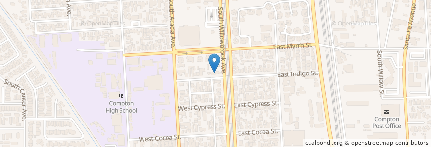 Mapa de ubicacion de Greater Phillips Chapel Christian Methodist Episcopal Church en États-Unis D'Amérique, Californie, Los Angeles County, Compton.