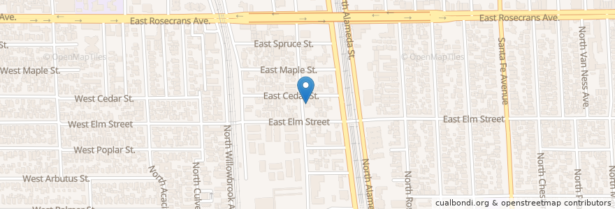 Mapa de ubicacion de Greater Union Baptist Church en Amerika Syarikat, California, Los Angeles County, Compton.