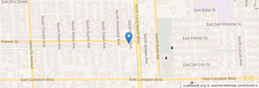 Mapa de ubicacion de New Horizon Missionary Baptist Church en Vereinigte Staaten Von Amerika, Kalifornien, Los Angeles County, Compton.
