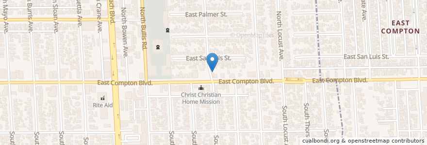 Mapa de ubicacion de Universal Christian Gnostic Church en Estados Unidos Da América, Califórnia, Los Angeles County, Compton.
