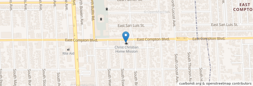 Mapa de ubicacion de Christ Christian Home Mission en Verenigde Staten, Californië, Los Angeles County, Compton.
