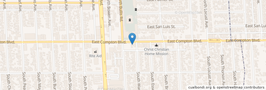Mapa de ubicacion de New Hope in Christ Apostolic Church en Estados Unidos Da América, Califórnia, Los Angeles County, Compton.