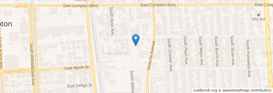 Mapa de ubicacion de Immanuel Baptist Church en Amerika Syarikat, California, Los Angeles County, Compton.