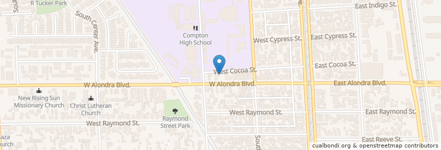 Mapa de ubicacion de Greater True Light Baptist Church en Estados Unidos Da América, Califórnia, Los Angeles County, Compton.