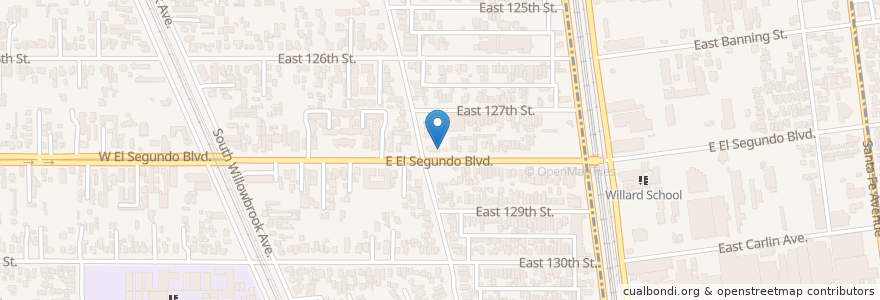 Mapa de ubicacion de Willowbrook Foursquare Church en Amerika Birleşik Devletleri, Kaliforniya, Los Angeles County.
