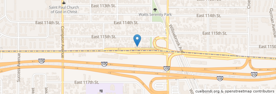 Mapa de ubicacion de Watts Community Seventh Day Adventist Church en United States, California, Los Angeles County, Los Angeles.
