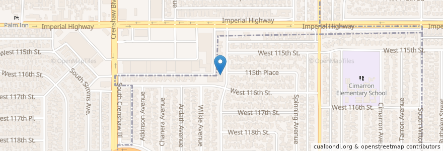 Mapa de ubicacion de Atherton Baptist Church en Verenigde Staten, Californië, Los Angeles County, Hawthorne.