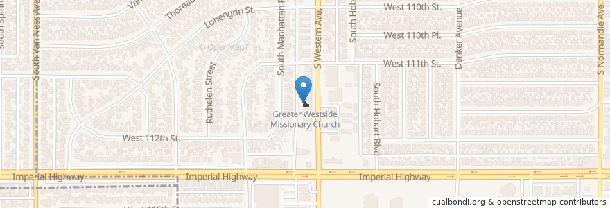 Mapa de ubicacion de Greater Westside Missionary Church en United States, California, Los Angeles County.